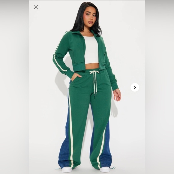 Mya Denim Mix Track Pant Set - Hunter​​ - Picture 1 of 5